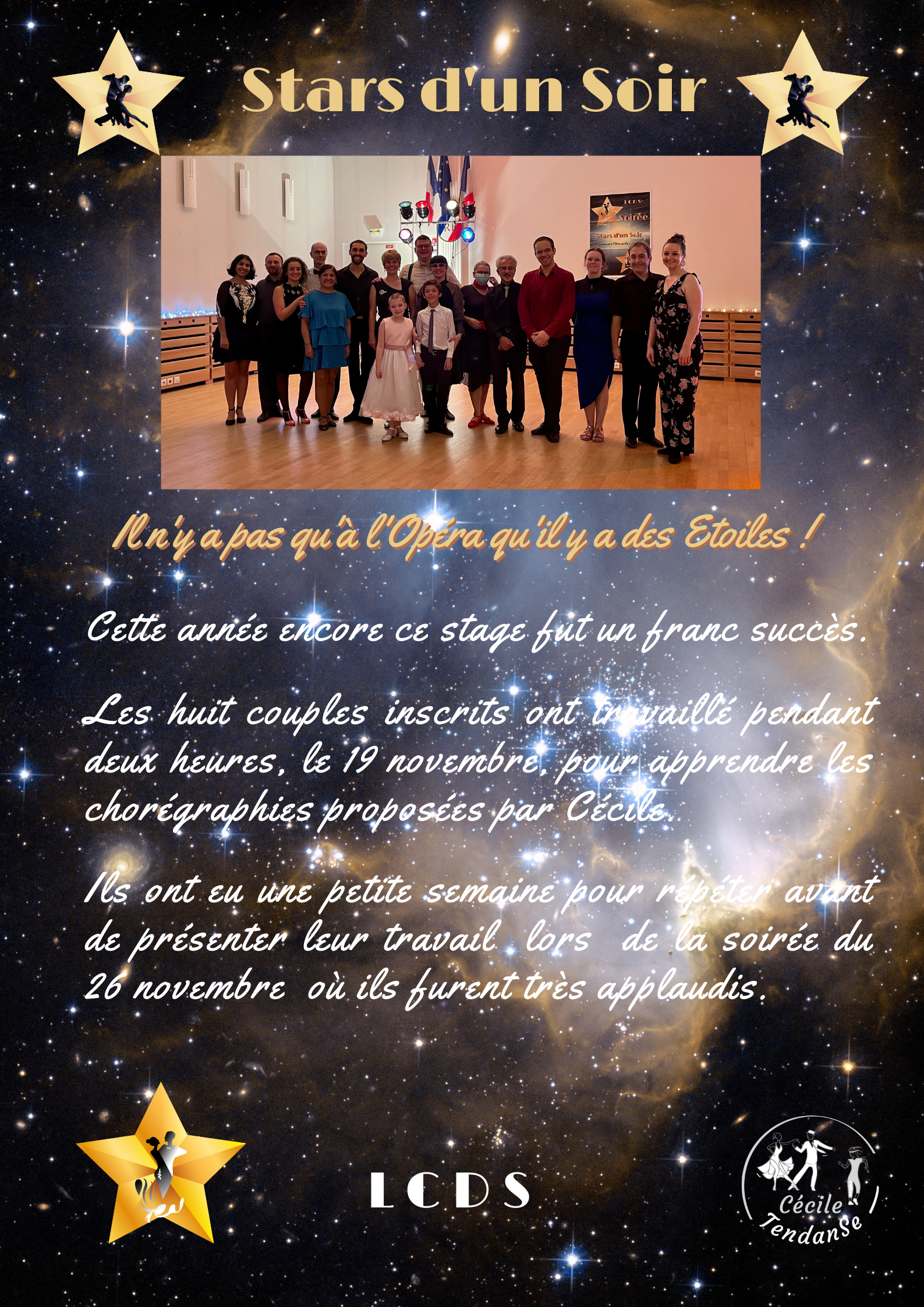You are currently viewing RETOUR SUR « STARS D’UN SOIR » 19 & 26/11/2022